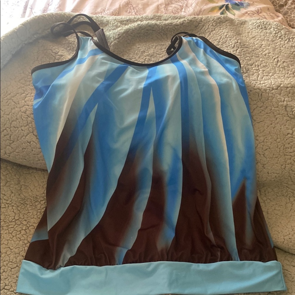 Blue and Brown Women's swim tank top size XL gently used
